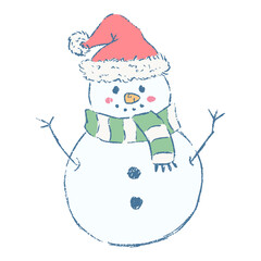 Snowman cartoon illustration isolated on white background. Cute winter christmas character concept