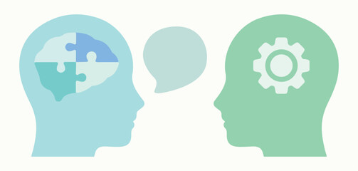 Mental health, human, mind, head, conversation, therapy, thought, idea, intelligence, brain, mind, health, assistance. Positive, emotions, healing, care, well-being. Set, vector, icon