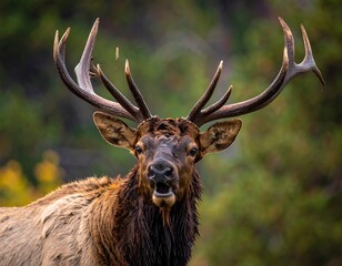 Elk portrait in autumn foliage
