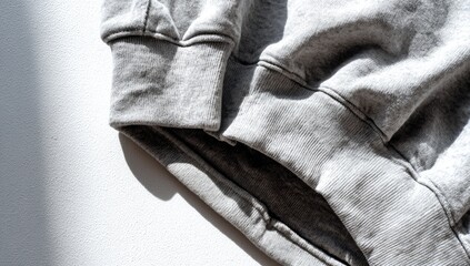 Gray sweatshirt sleeves, close-up