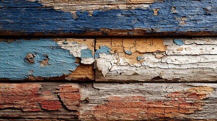 Weathered Wooden Texture with Peeling Paint Layers
