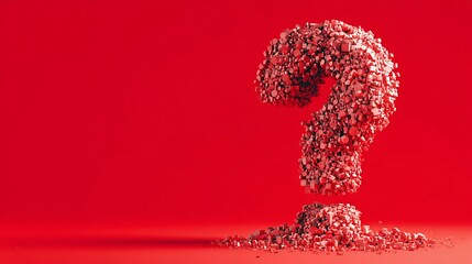 Abstract Red Question Mark Made of 3D Geometric Shapes