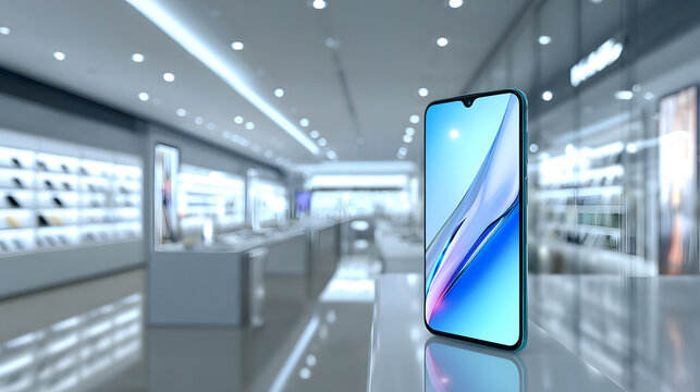 Mobile screen technology displaying city business on a subway train in motion blur inside an underground station