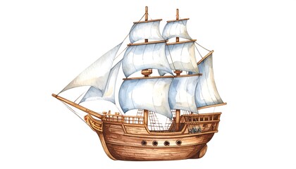 Watercolor ship illustration
