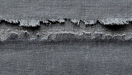 Close-up of distressed gray denim fabric