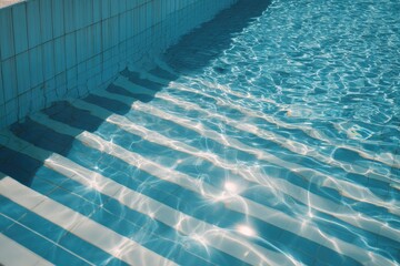 Obraz premium Sunny pool steps underwater
