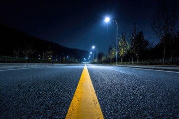 Empty road at night