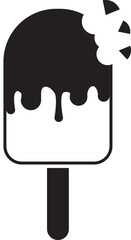 Monochrome icon of a bitten and melting ice cream bar