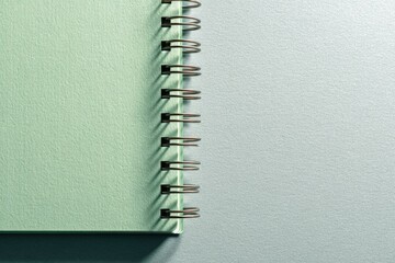 Close-up of a light sage green notebook