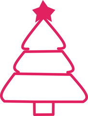 vector line art illustration of a Christmas tree icon, isolated on white