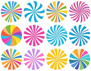 Colorful swirl patterns on a white background