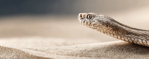 Close-up of a snake in the desert sand