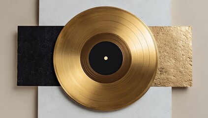 Golden record on a marble surface