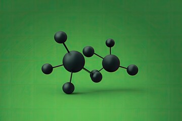 Dark molecule on a green background