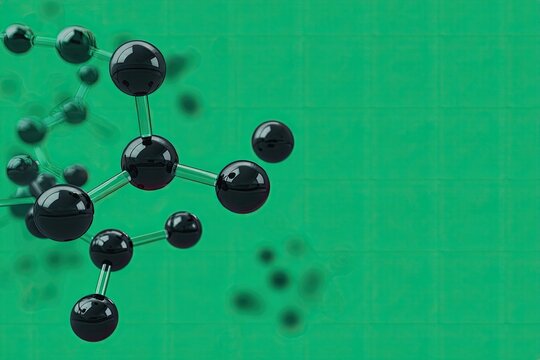 Abstract molecular structure graphic on a light teal background