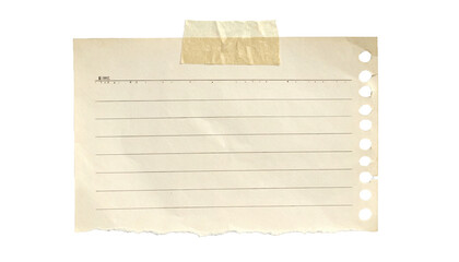 A blank piece of ripped notebook paper with visible horizontal lines and a series of holes