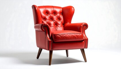 Red wingback armchair, studio shot