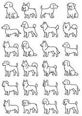 vector icon, dog image collection, outline version