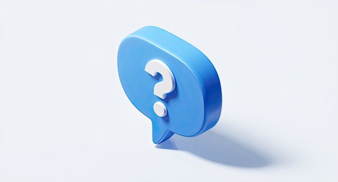 3D render of a light-blue speech bubble with a white question mark