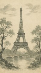 Vintage Eiffel Tower illustration