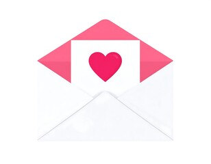 Open white envelope with a pink heart