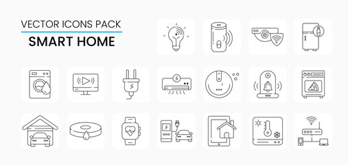 Smart Home and Automation Line Icons Modern Vector Set of Connected Devices