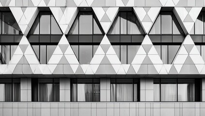 Modern architectural facade with triangular patterns
