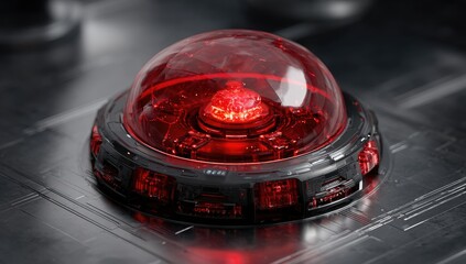 Close-up of futuristic red button