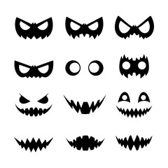 Fototapeta premium Assortment of Spooky Eye and Mouth Silhouettes for Creating Halloween Monster and Jack-o'-Lantern Faces