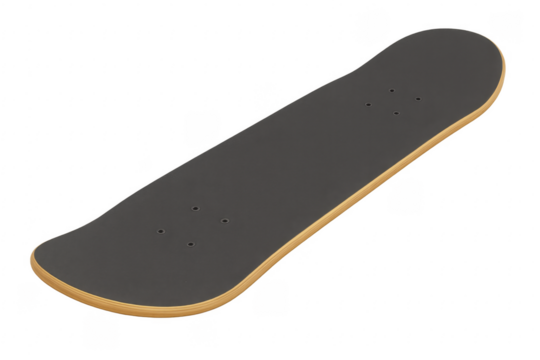 Skateboard deck with black grip tape on transparent background - Powered by Adobe