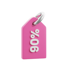 Pink 90 Percent Off Discount Tag 3D Render