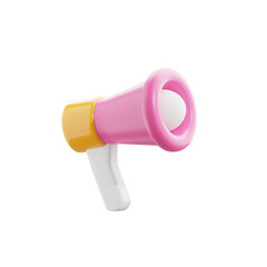 Pink and Yellow 3D Megaphone Illustration on Transparent Background