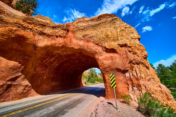 Red Canyon Tunnel Utah Scenic Highway Red Sandstone Road Adventure Travel