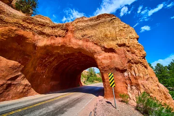 Fototapete Coral Red Canyon Tunnel Utah Scenic Highway Red Sandstone Road Adventure Travel  © Nicholas J. Klein