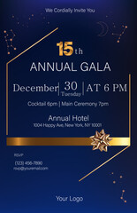 Elegant Annual Gala poster vector template, luxury event invitation and party promotional design