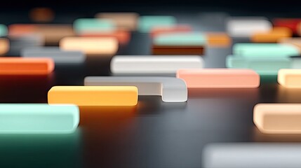 Abstract Array of Neon Rectangular Shapes with Light on Dark Surface