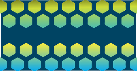 Seamless pattern with colorful hexagon gradient shapes in blue and green tones.