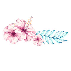 Vibrant hibiscus blossoms and tropical leaves capture the essence of summer vacations at sun kissed beaches ready for relaxation and festive occasions