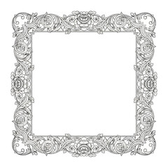Ornate square frame with detailed floral and scrollwork design.