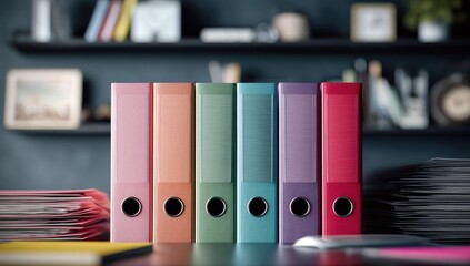 Colorful file folders on a desk
