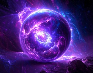 Obraz premium Abstract sphere of vibrant purple and blue energy