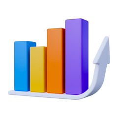 3D Colorful Bar Graph Showing Upward Trend