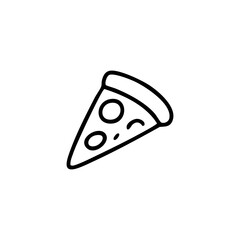 Simple black line drawing of a pizza slice