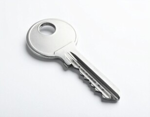 One key placed flat on white background
