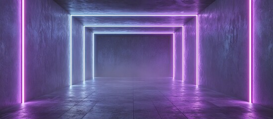 Neon-lit concrete tunnel