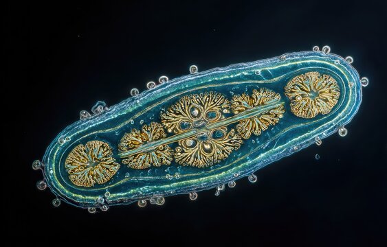 Microscopic view of a complex organism.  Detailed structure