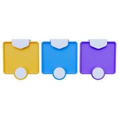 Three Colorful Square Containers 3D Rendering