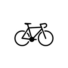 Simple black outline icon of a bicycle on a white background, representing cycling and mobility.