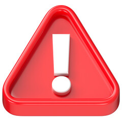 3D red warning triangle button exclamation mark icon