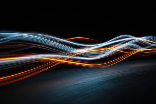 Abstract light trails creating wave patterns - Powered by Adobe